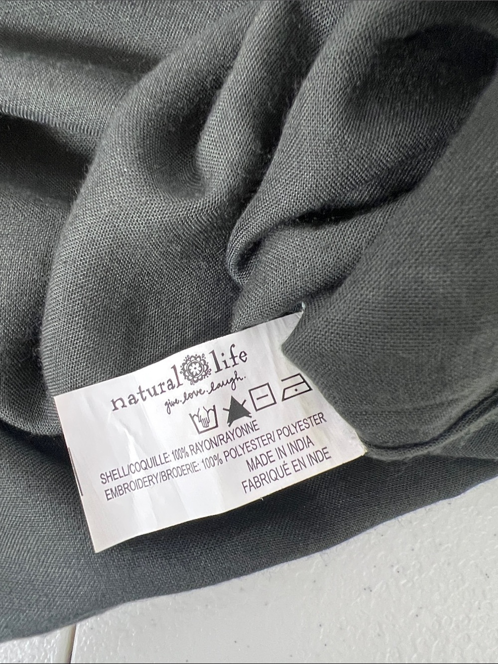 Natural Life Sz M Tricia Embroidered Maxi Sleeveless Dark Olive/Gray Boho - Picture 9 of 10